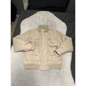 New Forever 21 Men's Utility Bomber Zip‎ Beige Jacket Size Medium